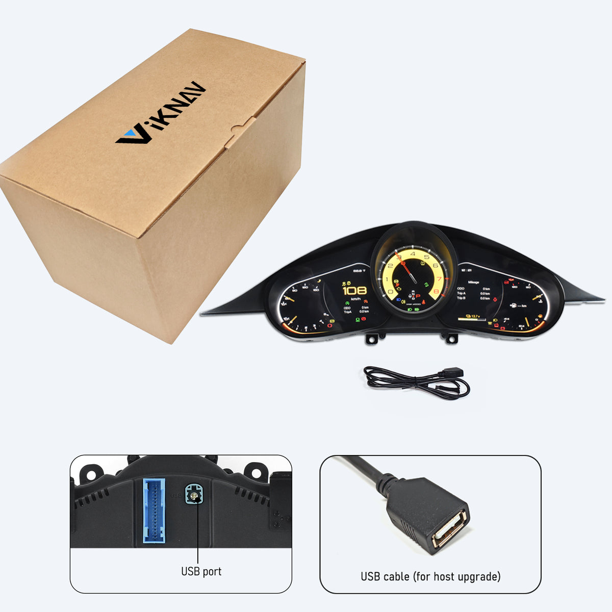 Viknav 12.3 Inch Digital Cluster Dashboard For Porsche Panamera 2010 2011 2012 2013 2014 2015 2016 LCD Digital Instrument Full Screen Upgrade Speedometer Panel Gauges Replacement Cockpit