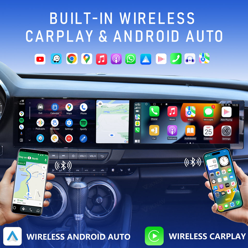 VIKNAV Dual 12.3 Inch Android Car Radio for Chevrolet Camaro 2020 2021 2022 2023 2024 2025  Auto Stereo Screen Upgrade Wireless Carplay GPS Navigation Multimedia Player Head Unit
