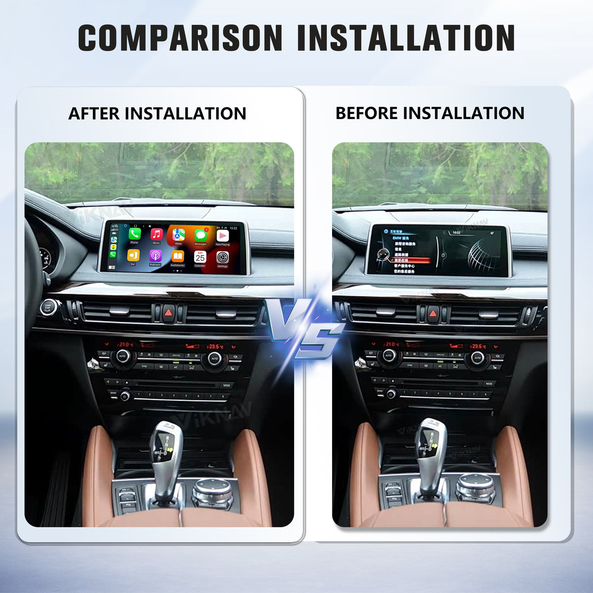 Viknav Linux System Wireless Carplay Android Auto Decoder Box for BMW 1/2/3/4/5/6/7 Series X1/X3/X4/X5/X6/M2/M3/M4/M5/M6/Z4 ＆Mini Series 2005-2020 Upgrade Interface Autolink Airplay Decoding Box