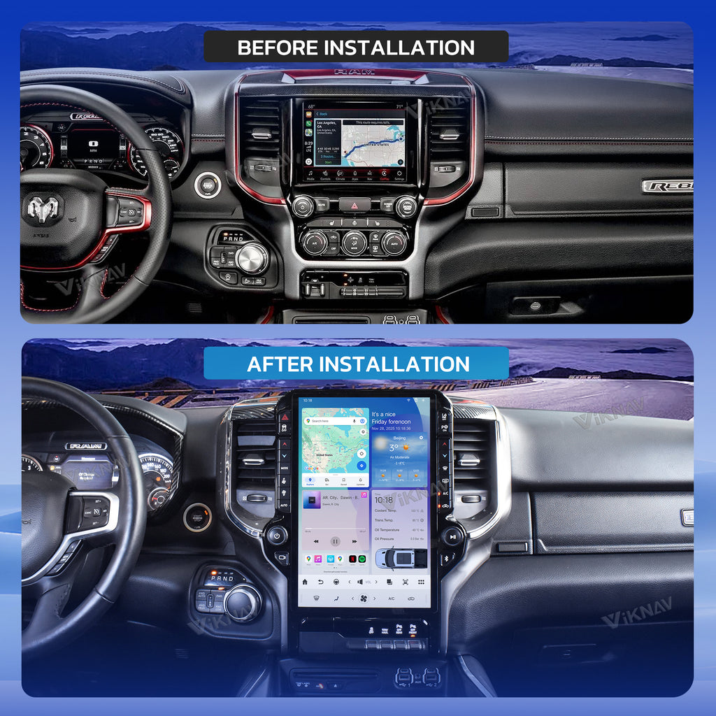 VIKNAV 12.3 Inch Android Car Radio For Dodge Ram 2019-2024 Auto Stereo Screen Upgrade