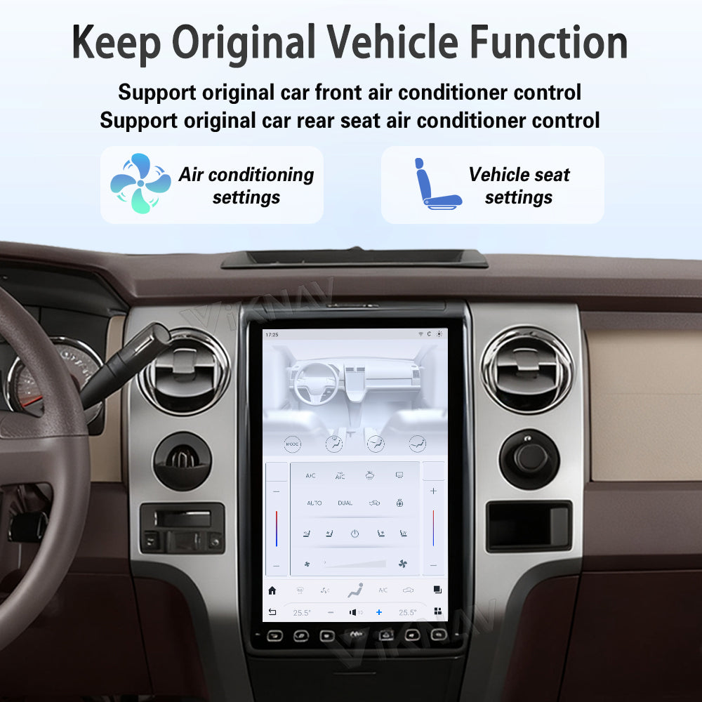 Viknav 14.4 Inch Car Radio Android and Digital Cluster Dashboard Panel Speedometer For Ford F150 2009-2012 Stereo Wireless Carplay Android Auto Touch Screen GPS Navigation Multimedia Player