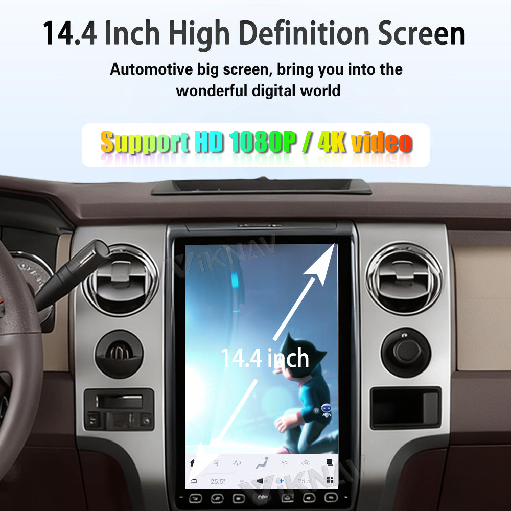 Viknav 14.4 Inch Car Radio Android and Digital Cluster Dashboard Panel Speedometer For Ford F150 2009-2012 Stereo Wireless Carplay Android Auto Touch Screen GPS Navigation Multimedia Player