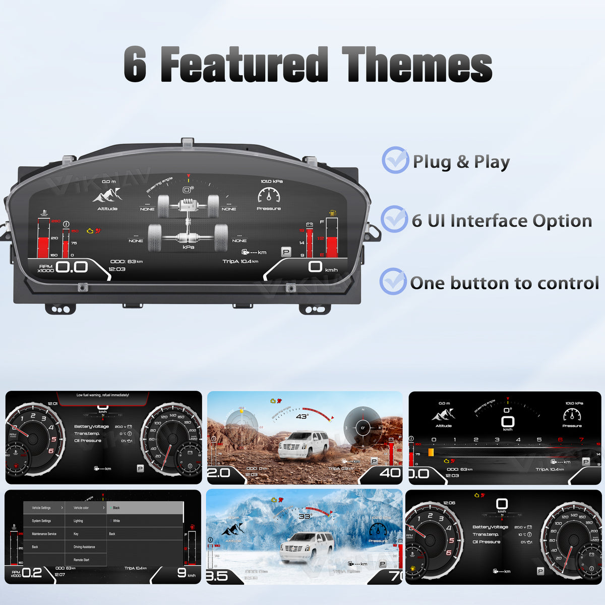 Viknav 13.6 inch Touch Screen Android Car Radio For Cadillac Escalade 2008-2012 Wireless Carplay GPS Navigation With 15 Inch Car Speedometer