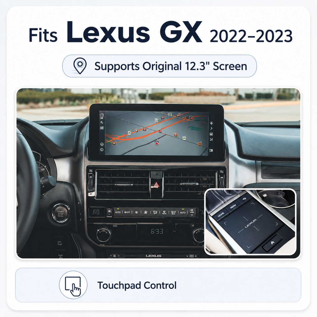 VIKNAV Wireless CarPlay Android Auto Decoder Linux Interface Box Upgrade for Lexus GX 2009–2023