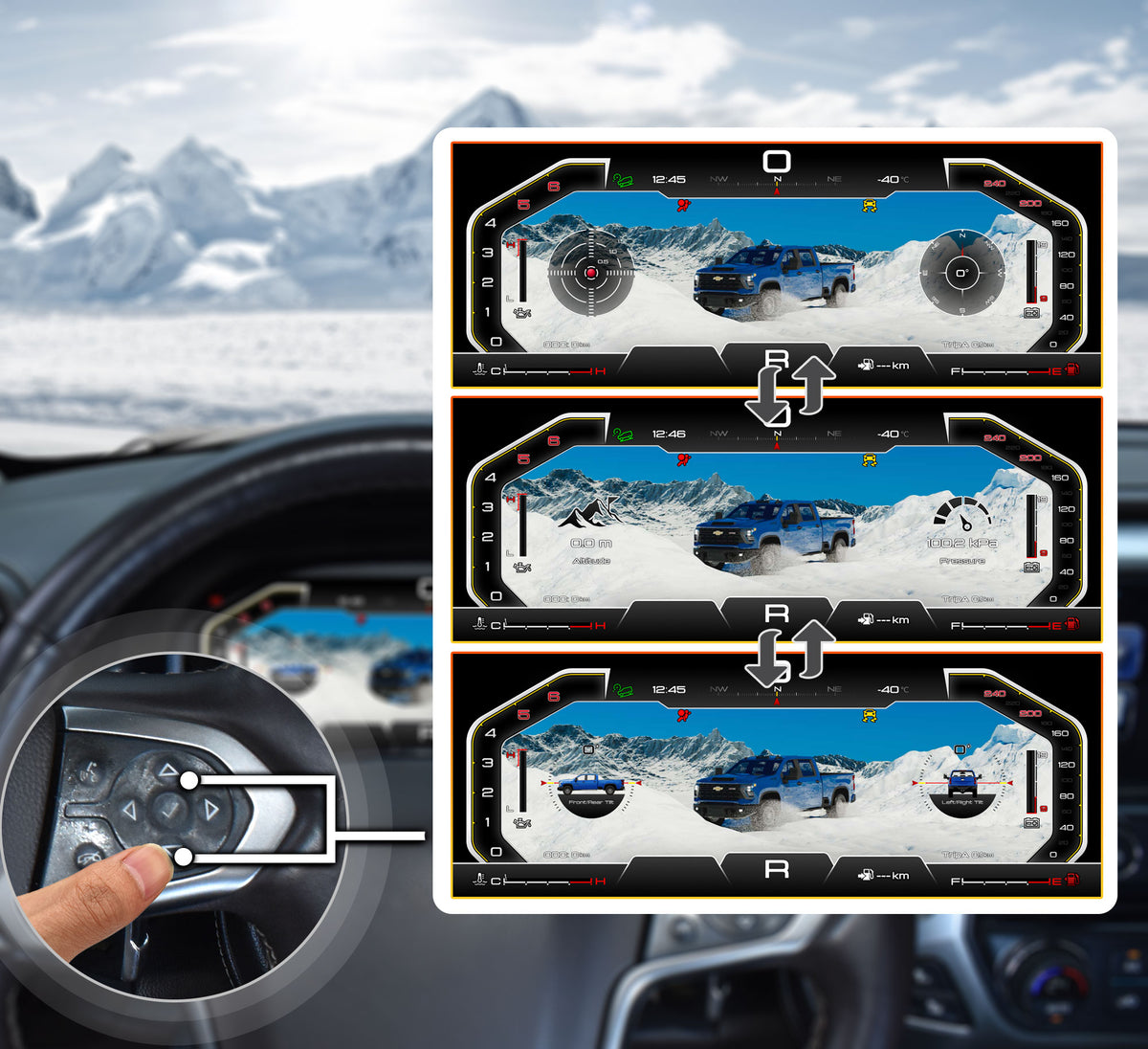 One-Touch Switch to Professional Off-Road View