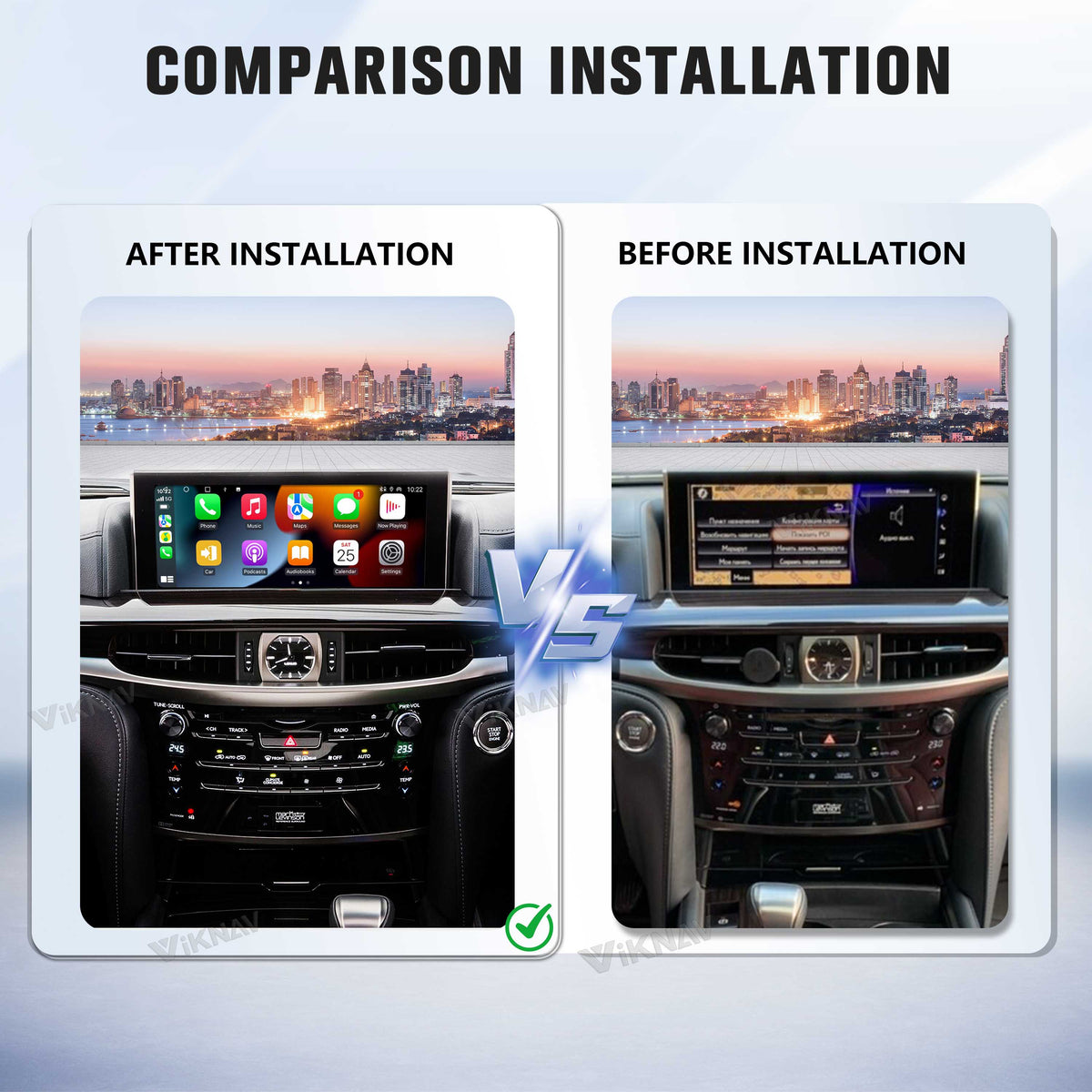 VIKNAV Wireless CarPlay Android Auto Decoder Android 13 Interface Box Qualcomm Snapdragon Upgrade for Lexus LX 570 2009-2021