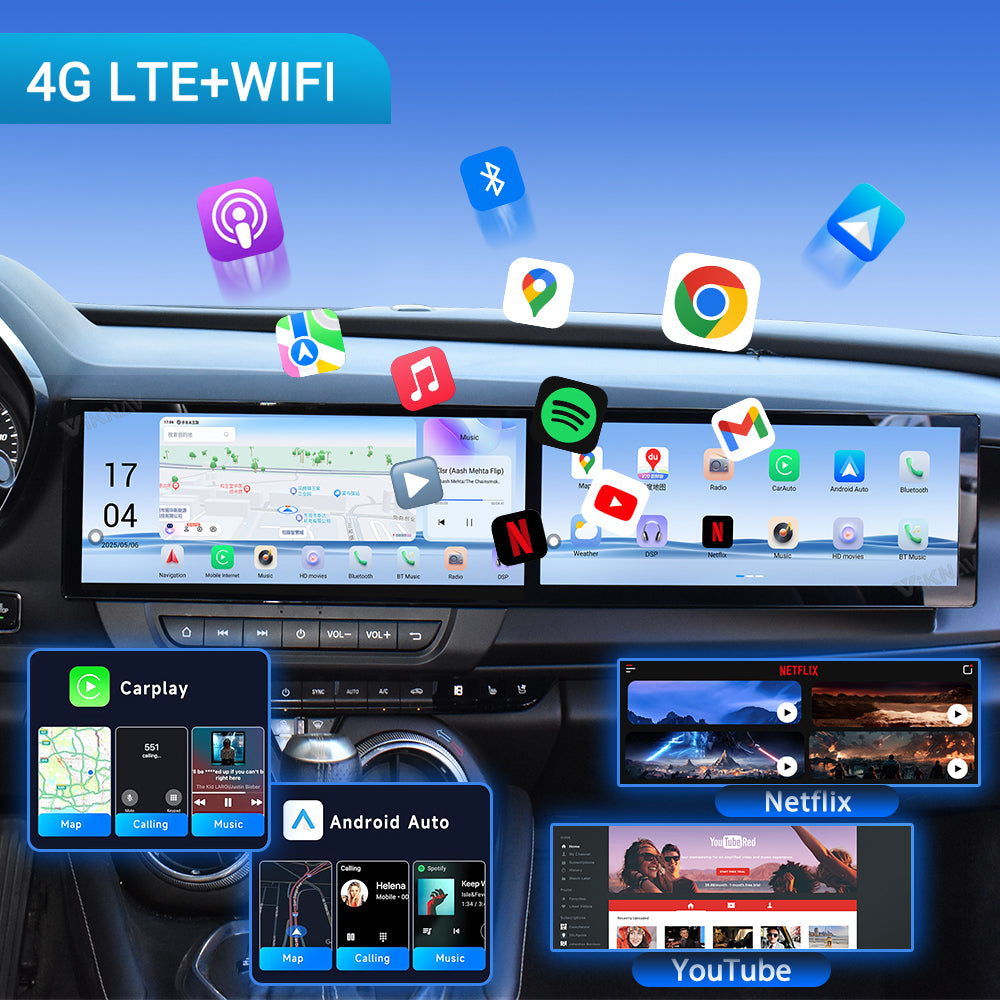 VIKNAV Dual 12.3 Inch Android Car Radio for Chevrolet Camaro 2020 2021 2022 2023 2024 2025  Auto Stereo Screen Upgrade Wireless Carplay GPS Navigation Multimedia Player Head Unit