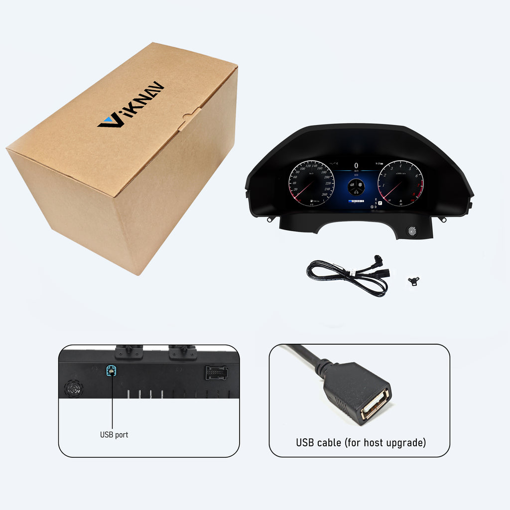 Viknav 12.3 Inch Digital Cluster Dashboard For Mercedes Benz E- Class W212 W207 2010-2015 LCD Digital Instrument Full Screen Upgrade Speedometer Panel Gauges Replacement Cockpit