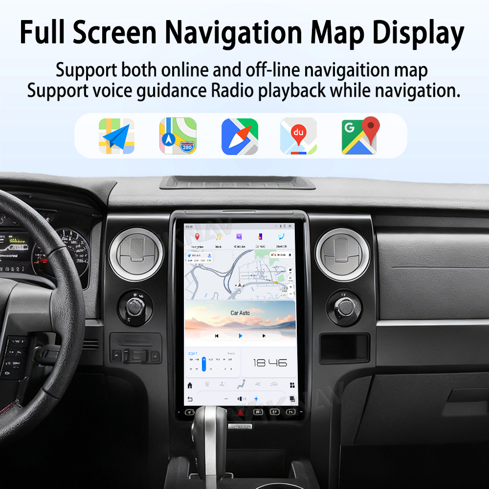 Viknav 14.4 Inch Car Radio Android and Digital Cluster Dashboard Panel Speedometer For Ford F150 2013-2014 Stereo Wireless Carplay Android Auto Touch Screen GPS Navigation Multimedia Player