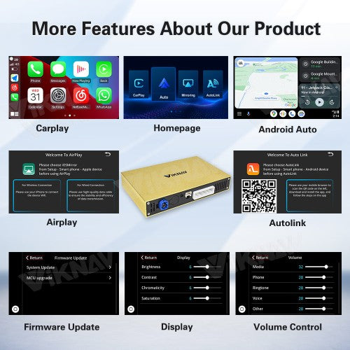 Viknav Linux System Decoder Box for Infiniti FX 2009-2013 Wireless CarPlay Android Auto Upgrade Interface Retain OEM CUE Screen & Functions