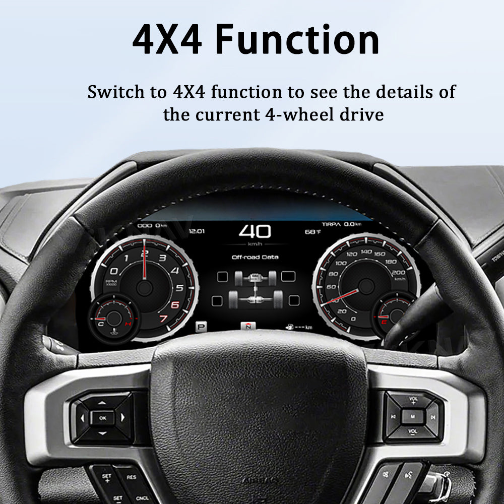 Viknav 14.4 Inch Car Radio Android and Digital Cluster Dashboard Panel Speedometer For Ford F150 Raptor 2015-2022 Stereo Wireless Carplay Android Auto Touch Screen GPS Navigation Multimedia Player