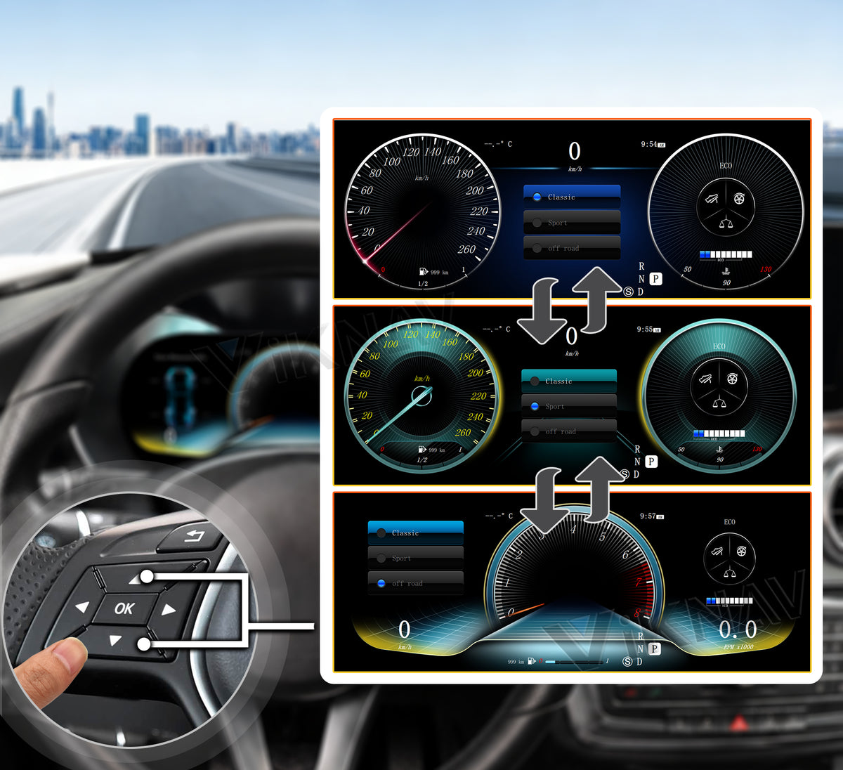 One-Touch Switch to Professional Off-Road View