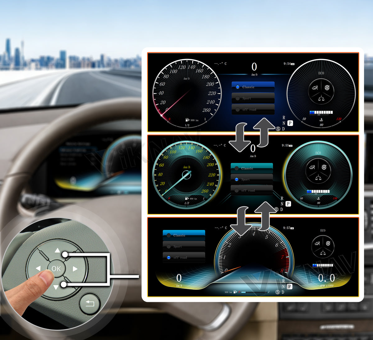 One-Touch Switch to Professional Off-Road View