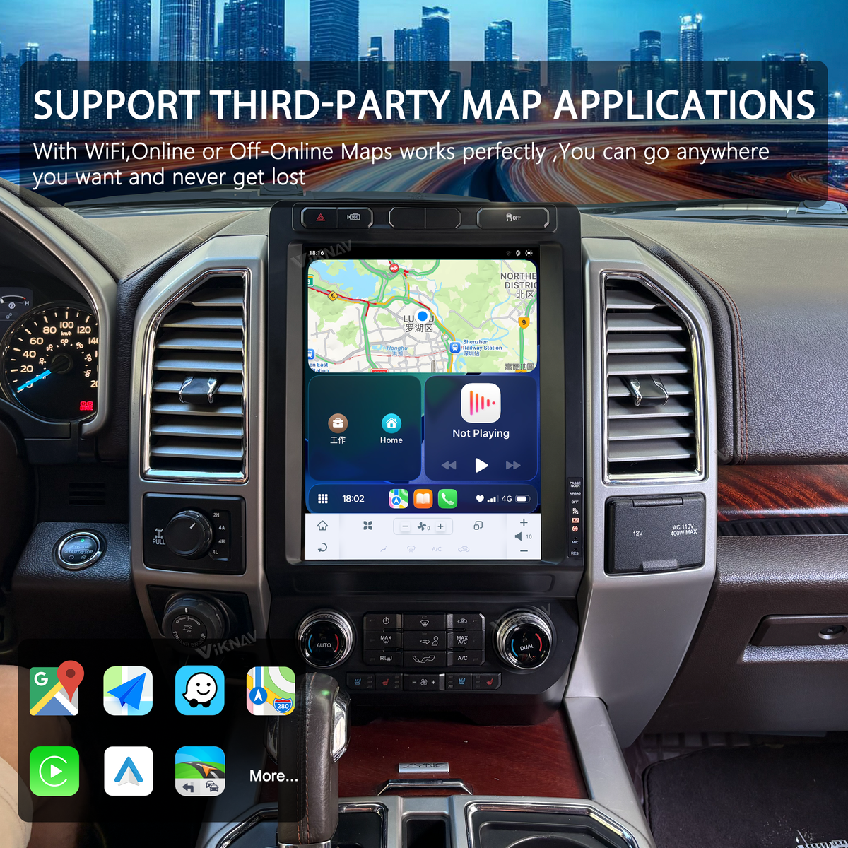 VIKNAV 12.1 Inch Android Car Radio For Ford F150 2015-2022 F250 F350 F450 2017-2022 Auto Stereo Screen Upgrade Wireless Carplay GPS Navigation Multimedia Player