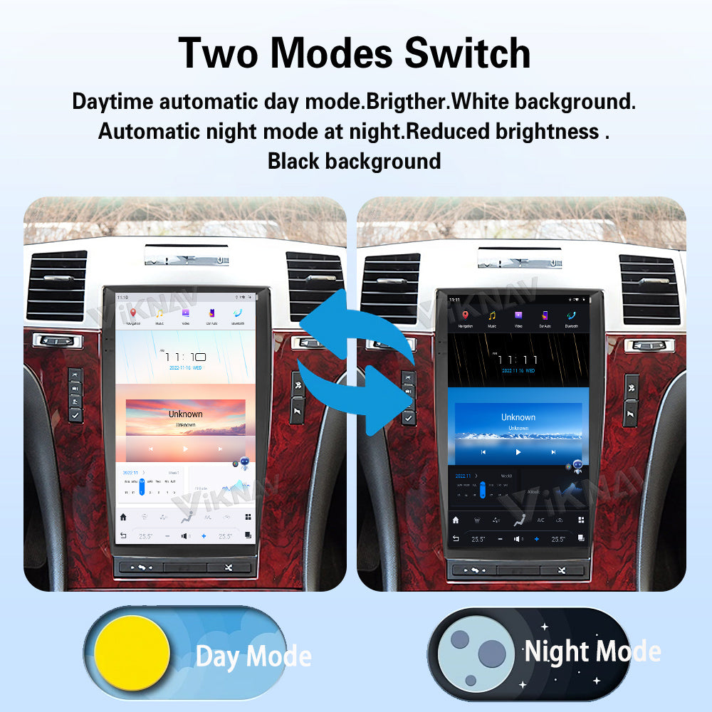 Viknav 13.6 inch Touch Screen Android Car Radio For Cadillac Escalade 2008-2012 Wireless Carplay GPS Navigation With 15 Inch Car Speedometer
