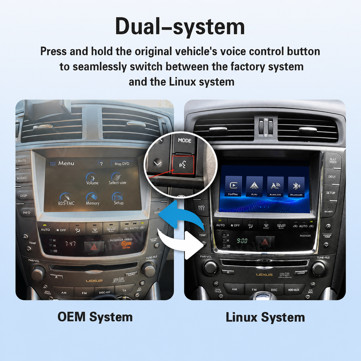 VIKNAV Wireless CarPlay Android Auto Decoder Linux Interface Box Upgrade for Lexus IS 2005 -2019