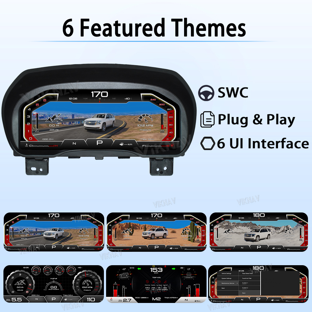Viknav 15.6 inch Touch Screen Android Car Radio For Chevrolet Tahoe Suburban GMC Yukon 2014-2020 Wireless Carplay GPS Navigation With 13 Inch Car Digital Cluster