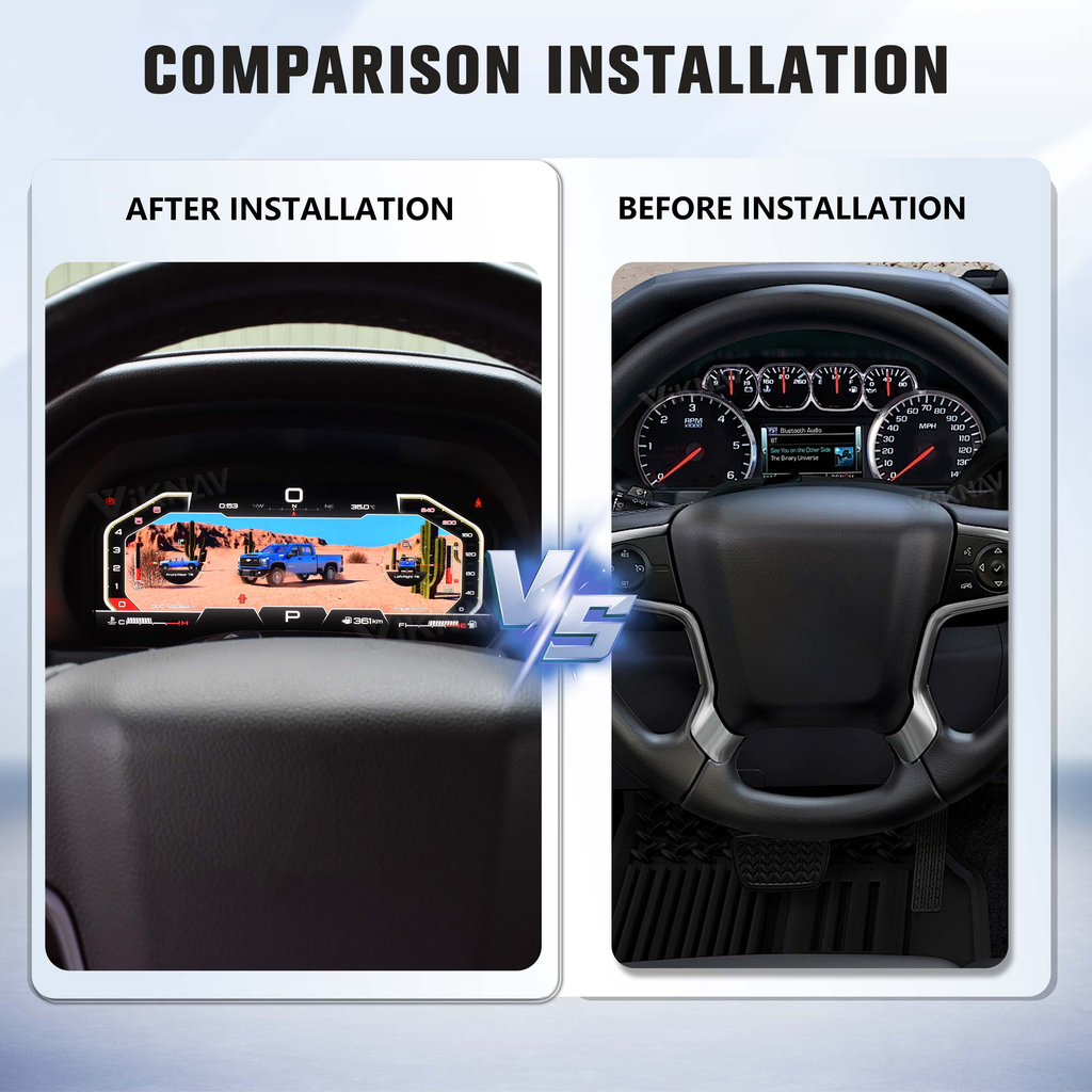 Viknav 15.6 inch Touch Screen Android Car Radio For Chevrolet Silverado GMC SIERRA 2014-2018 Wireless Carplay GPS Navigation With 13 Inch Car Digital Cluster