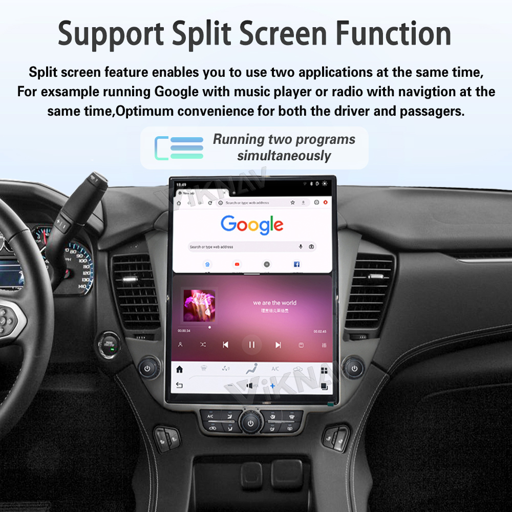 Viknav 15.6 inch Touch Screen Android Car Radio For Chevrolet Tahoe Suburban GMC Yukon 2014-2020 Wireless Carplay GPS Navigation With 13 Inch Car Digital Cluster