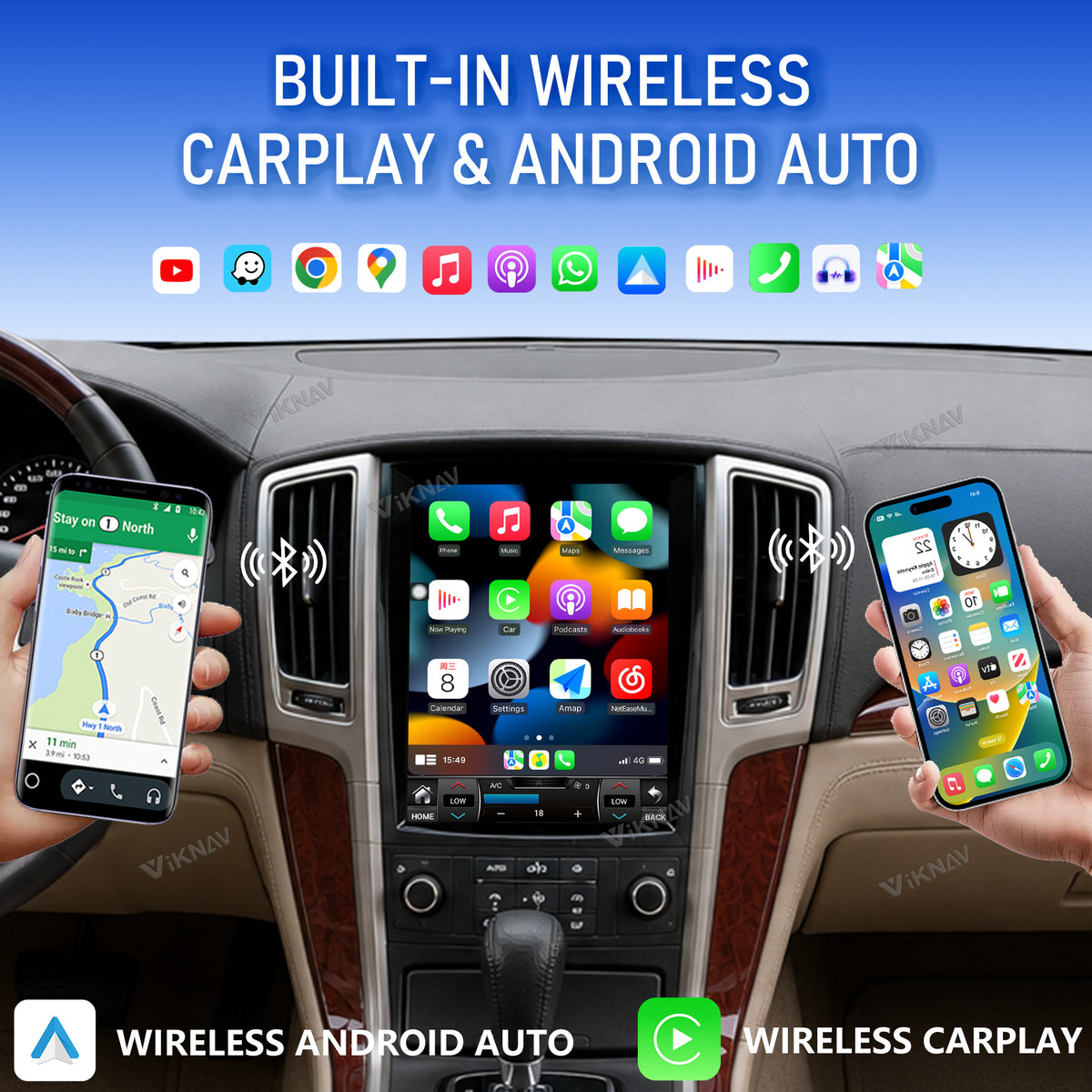 VIKNAV 9.7 Inch Android Car Radio For Cadillac SLS 2007-2012 Auto Stereo Screen Upgrade Wireless Carplay GPS Navigation Multimedia Player