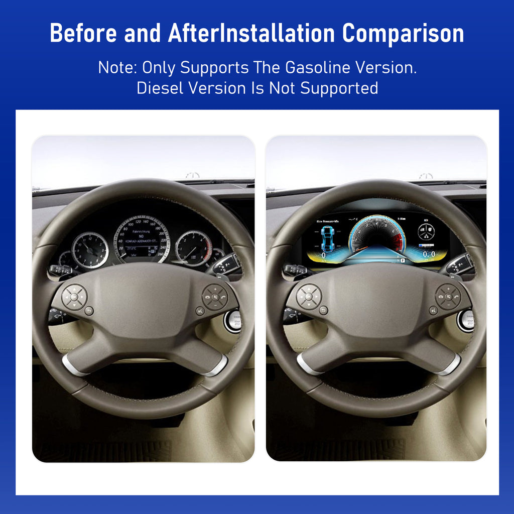 Viknav 12.3 Inch Digital Cluster Dashboard For Mercedes Benz E- Class W212 W207 2010-2015 LCD Digital Instrument Full Screen Upgrade Speedometer Panel Gauges Replacement Cockpit